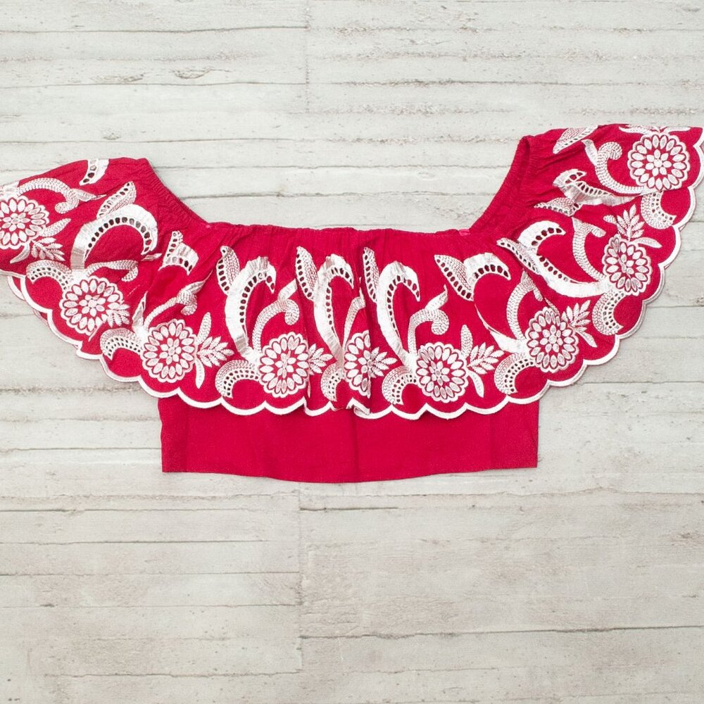 NWT Express Off Shoulder Embroidered Ruffle Top size M - Picture 10 of 13